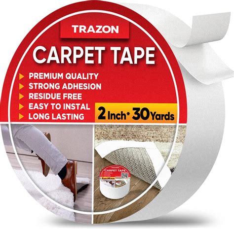 Trazon Carpet Tape Double Sided - Rug Tape Grippers for Hardwood Floors ...