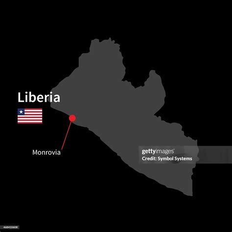 Detailed Map Of Liberia And Capital City Monrovia With Flag High-Res ...