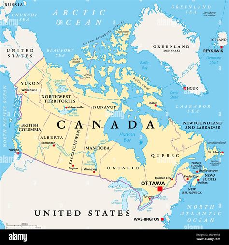 Canada, administrative divisions, political map. The ten provinces and ...