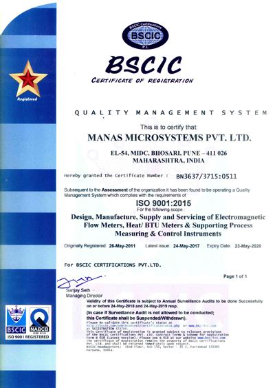 Manas Micro System Certificates | Thermal Mass Flow Meter Supplier ...