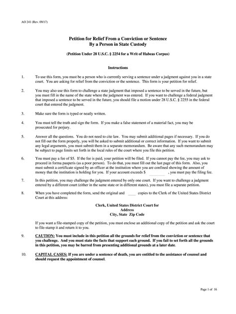 2017-2026 Form US Court AO 241 - Blank Fillable Template | Fill Out ...