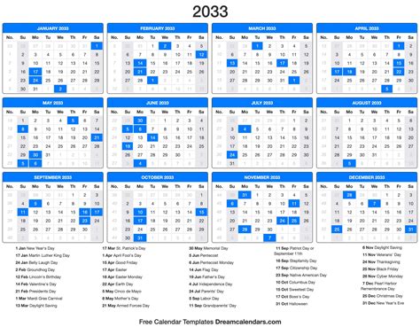 2033 Calendar
