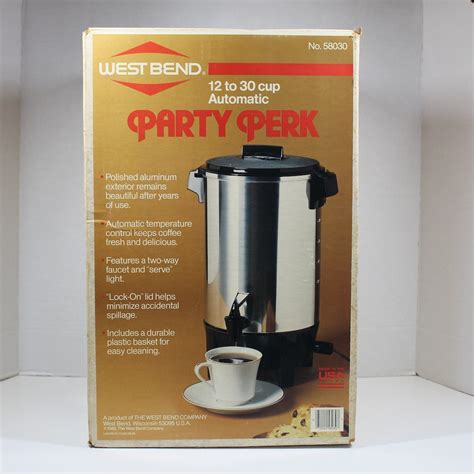 West Bend Coffee Maker, 12 to 30 Cup Automatic Party Perk 58030 W/ Box ...