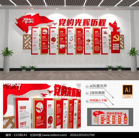 3党的光辉历程党史历程文化墙图片下载_红动中国