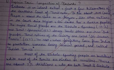 describe the ethnic composition of Sri Lanka - Brainly.in