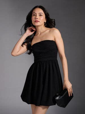 Buy Twenty Dresses by Nykaa Fashion Black Tube Neck Bubble Hem Mini ...