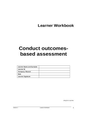Conduct Outcomes-Based Assessment LEARNER GUIDE Doc Template | pdfFiller