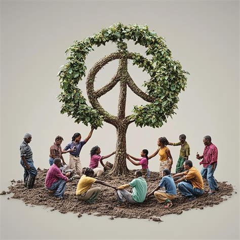 Quotdiverse group participating in peace tree planting eventquot ...