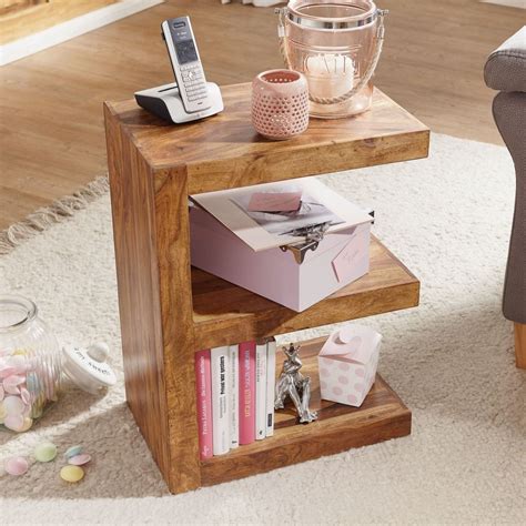 Solid Wood Sheesham E- Shaped Side Table