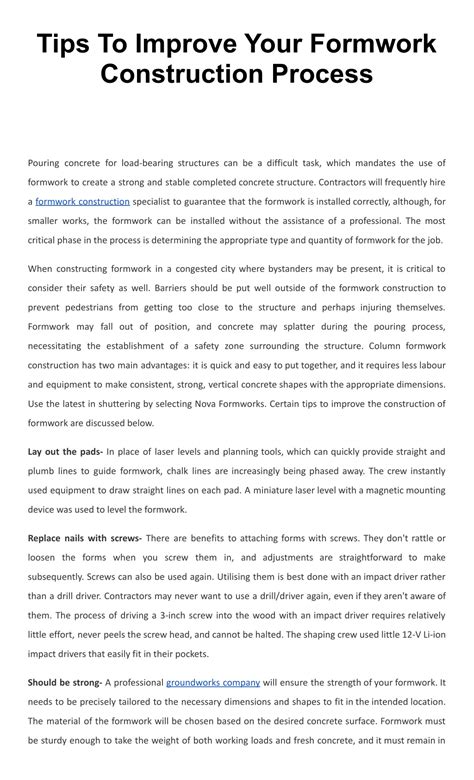 Image result for Form Work Tips