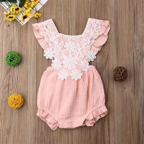 Baby Girl Summer Rompers Newborn Baby Girl Lace Floral Romper Sleeeless ...