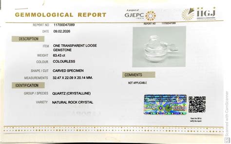 63.43/CT Sphatik Shivling with Govt. Lab Certificate-11700D47089 ...