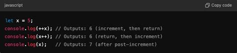 Image result for Pre Increment and Psot Increment JavaScript