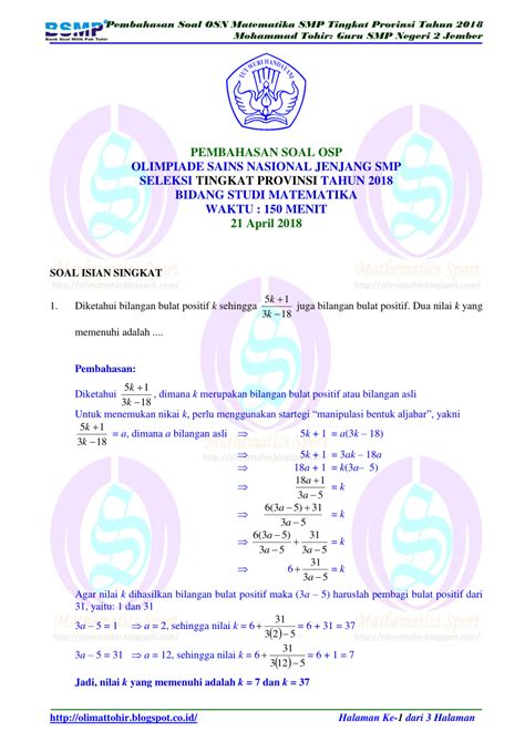 Contoh Soal OSN IPA: Persiapan Menuju Juara