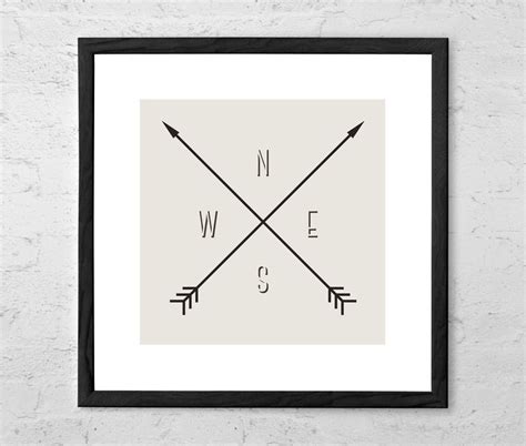 Compass Art Print Farmhouse Decor Compass Poster Compass Wall Decor Compass Print Compass Sign ...