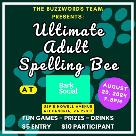 Aug 20 | Buzzwords: Ultimate Adult Spelling Bee | Alexandria, VA Patch