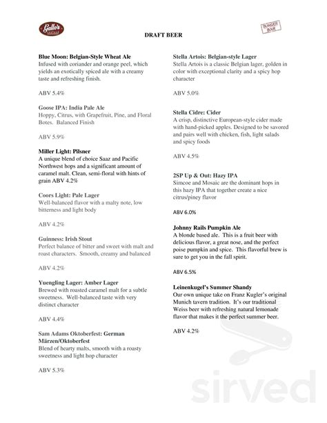 Gallo's Seafood menu in Philadelphia, Pennsylvania, USA