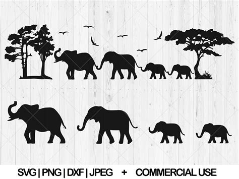 Buy Elephant Family Svg, Safari Scene Svg, Dxf, Png, Jpg, Elephant ...