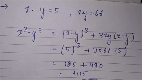 x³-y³ when x-y=5 and xy=66 - Brainly.in