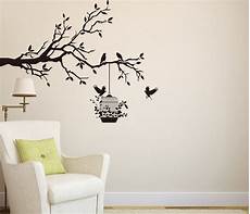 Wall Stickers Trees And Birds by Tree Branch With Birds Cage Vinyl Wall Sticker Wall Wall Stickers Trees And Birds