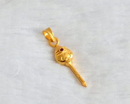 Matte gold tone ad pink stone vel pendant dj-50568 – dreamjwell