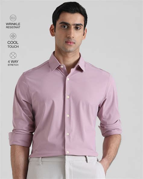 Buy Lilac Scuba Stretch Plain Slim Fit Casual Shirt Online at Muftijeans