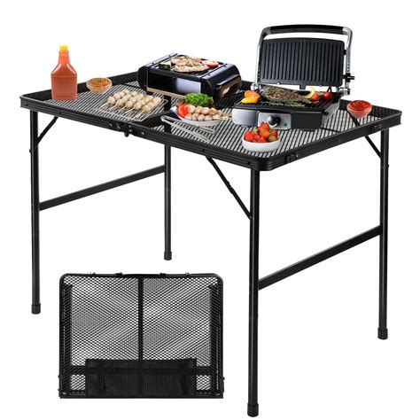 Grovind Folding Grill Table Camping Table with Mesh Desktop ...