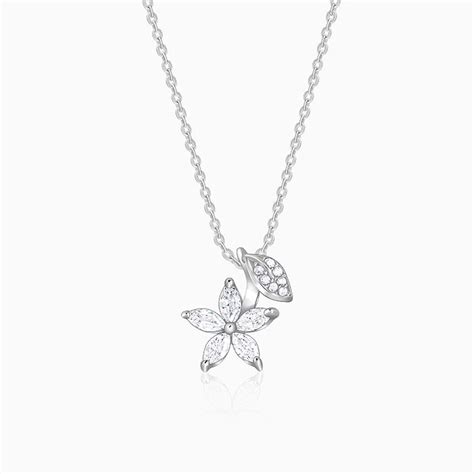 Silver Classic Floral Pendant with Link Chain | GIVA Jewellery – GIVA