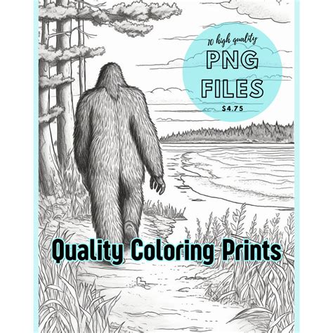 Bigfoot Sasquatch 10 Coloring Pages, Digital Download, Adult Coloring Pages, Kids Coloring Pages ...