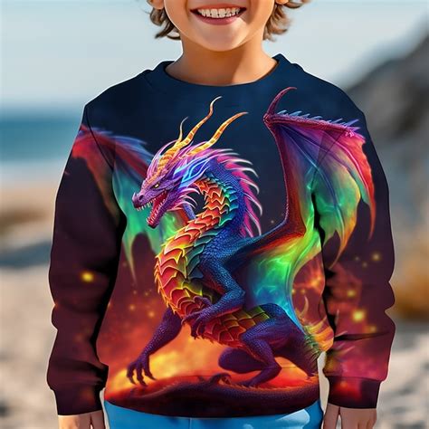 Boys 3D Graphic Animal Dragon Sweatshirt Long Sleeve 3D Print Fall ...