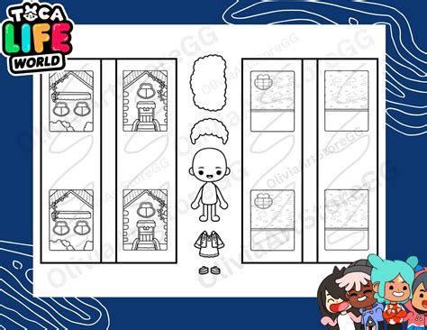 Uncolored Toca Boca Paper Doll House With Furniture Toca Boca Paper ...