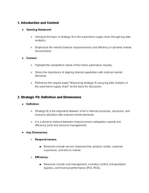 Lecture notes - on strategic fit of automobile industry - 1 ...
