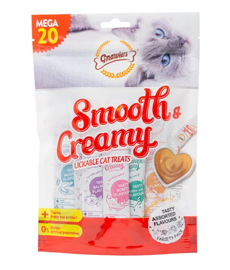 Gnawlers Smooth & Creamy Lickable Cat Treats (20pcsx15g) - Mix Flavour ...