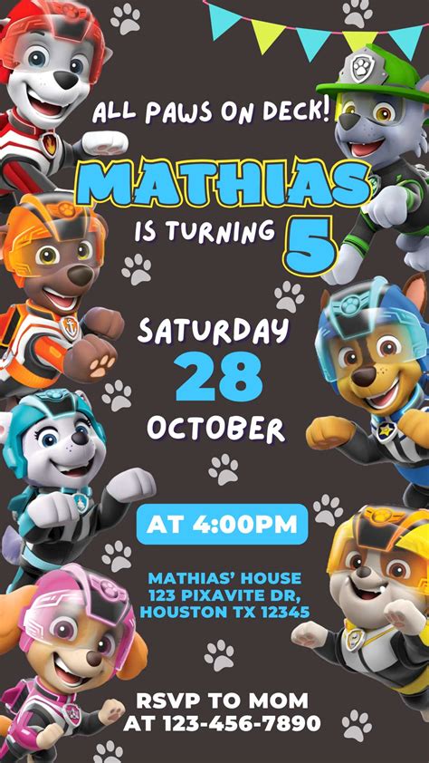 Editable Paw Patrol Birthday Invitation Template | Charming Invite