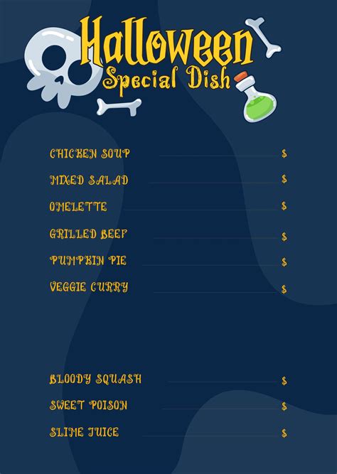 Halloween Menu Templates - 15 Free PDF Printables | Printablee