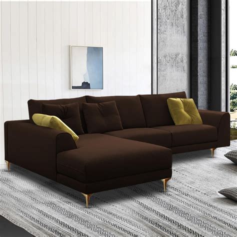 Casaliving Viva LHS 6 Seater L Shape Sofa Set for Living Room (Brown)