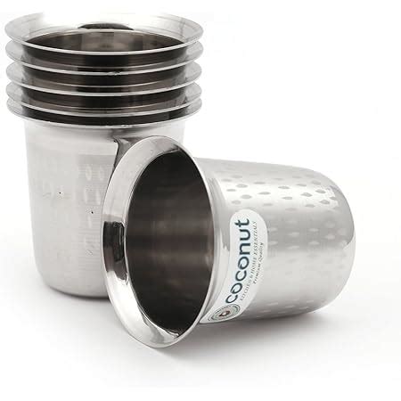 Buy coconut Stainless Steel Glasses - Set of 6 (250 ML Each) Online at ...