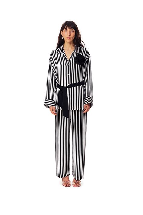 Elegant Black & White Striped Pajama Set | SLEEPER – Sleeper