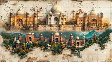Premium Photo | Cultural Tapestry of India Iconic Landmarks and Symbols Mapped Out