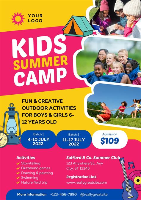 Youth Camp Flyer Template Stylish Kids Camp Party Flyer Template
