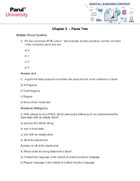 Assessment 203105305-3-2 - Chapter 3 – Parse Tree Multiple Choice ...