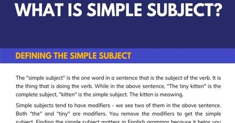 What is a Simple Subject? Useful Examples of Simple Subject • 7ESL