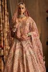 Buy Pink Tulle Pearls, Sequins Marodi Embroidered Bridal Lehenga Set ...