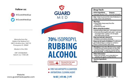 Product Images Guardmed 70% Rubbing Alcohol Photos - Packaging, Labels ...