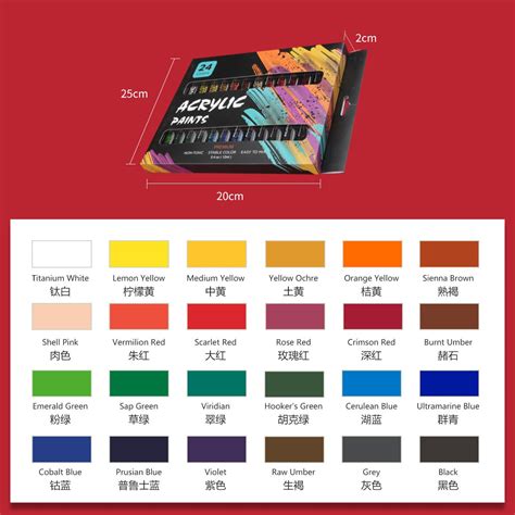Acrylic Paint Set 24 Colors 12ml for Fabrics Paint... – Vicedeal