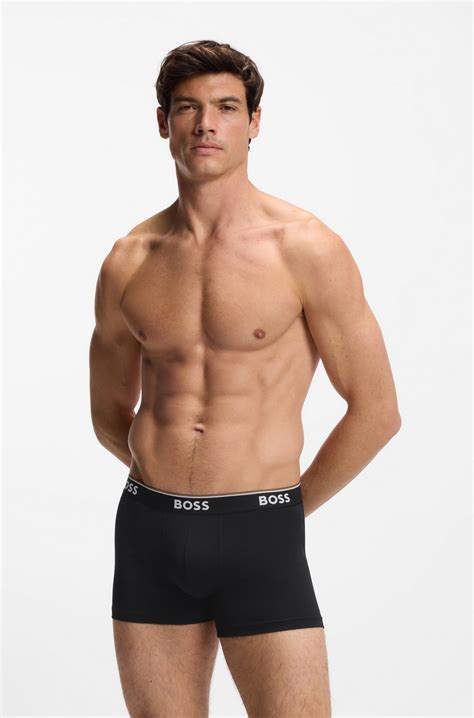 BOSS - Three-pack of stretch-cotton boxer briefs with logos - Black
