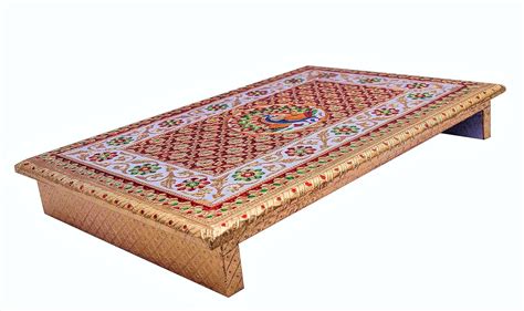 Rajasthani Haat and Craft Meenakari Pooja Chowki Religious Puja Wooden ...