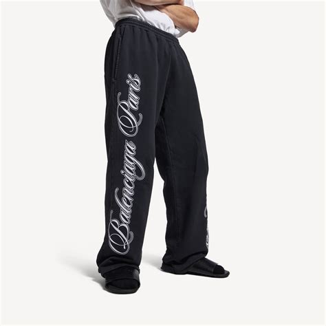 Men's Cursive Baggy Pants in Black/white | Balenciaga US