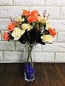 Buy Petalshue Fabric Artificial Rose Flower Bunch for Home, Office ...