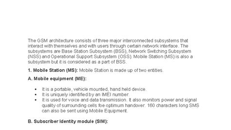 GSM Architecture Overview: BSS, NSS, OSS Explained - Studocu